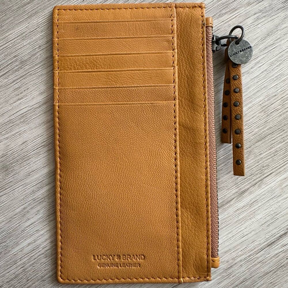 Lucky Brand Genuine Leather Slim Cardholder Wallet - Golden Mustard Yellow